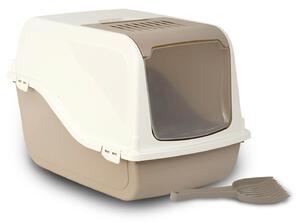 Toilette per Gatti Chiusa 57x39x38 cm con Filtro e Paletta in Polipropilene Romeo Beige
