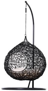 Cuccia Amaca in PVC Effetto Rattan per Gatti Ø60x110 cm con Cuscino Nera