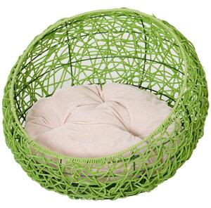 Cuccia in PVC Effetto Polyrattan per Gatti Ø56x35 con Cuscino cm MrMeow