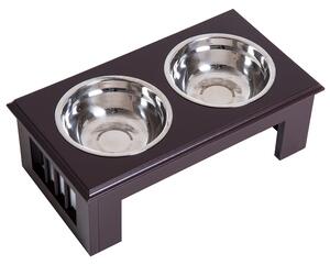 Ciotola per Cani Rialzata 2 Piatti in Acciaio 43,7x24x15 cm MySup