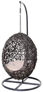 Cuccia Amaca in PVC Effetto Rattan per Gatti Ø60x120 cm con Cuscino Caffè