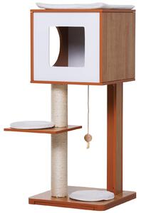 Albero Tiragraffi per Gatti 3 Livelli 50x40x91 cm in Legno e Sisal