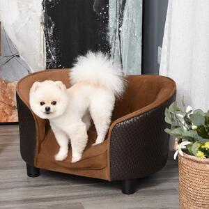 Divanetto per Cani e Gatti 70x48x40 cm con Cuscino Supreme Marrone