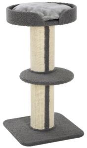 Albero Tiragraffi con Cuccia per Gatti in Legno Sisal 45x45x81 cm Grigia