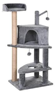 Tiragraffi con Cuccia per Gatti in Legno Sisal 50x40x112 cm Grigio