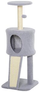 Albero Tiragraffi con Cuccia per Gatti in Legno Sisal 40x40x103 cm Grigio Chiaro