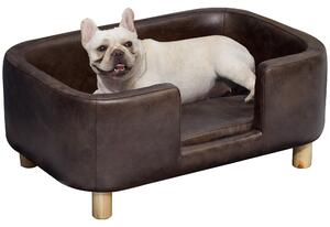 Cuccia Rialzata per Gatti e Cani 74x48,5x31 cm in Similpelle Marrone Scuro