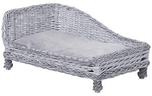 Cuccia Chaise Longue per Animali Domestici 69x42x33 cm in Vimini Grigia