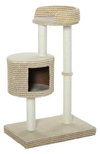 Albero Tiragraffi per Gatti 61x41x96 cm con Corda di Juta Beige