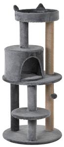 Tiragraffi con Cuccia per Gatti in Legno Sisal 48x48x104 cm Grigio