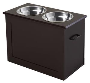 Ciotole per Cani e Gatti con Supporto Contenitore Rialzato 60x30x41 cm Marrone