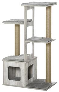 Albero Tiragraffi per Gatti 67x38,5x114 cm con Corda di Juta Grigio