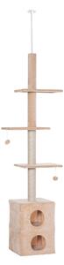 Albero Tiragraffi per Gatti 41x41x240 cm con Corde in Juta Giallo e Bianco
