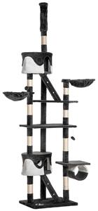 Albero Tiragraffi per Gatti 60x45x240-260 cm con Corda in Sisal Grigio Scuro, Bianco