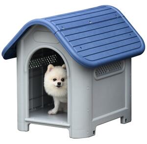 Cuccia per Cani Taglia Piccola 59x75x66 cm in Plastica Blu e Grigia