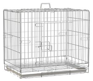 Gabbia Trasportino per Cani Gatti 61x43x53 cm Pieghevole in Metallo