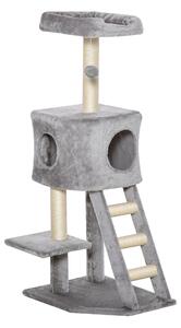 Albero Tiragraffi per Gatti 50x40x120 cm con Cuccia Grigio Chiaro e Beige