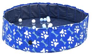Piscina Rigida per Cani Taglia Media 65 Kg Ø120x30 cm in PVC e Truciolare Blu