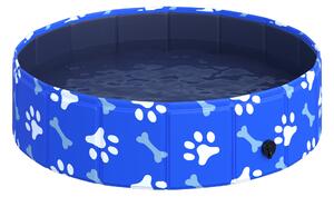Piscina Rigida per Cani Taglia Piccola 25 Kg Ø80x20 cm in PVC e Truciolare Blu