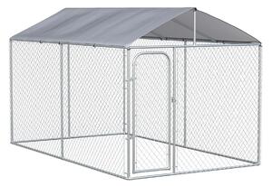 Recinto per Animali Domestici Cani Cuccioli 400x230x232 cm in Metallo Galvanizzato Argento