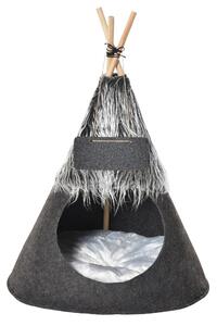 Tenda Cuccia per Gatti e Cani Piccoli Ø50x70 cm in Feltro Peluche Grigio