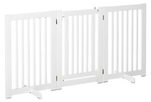 Cancelletto di Sicurezza Pieghevole per Animali Domestici 155x35,5x76 cm in MDF Bianco