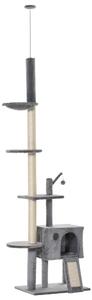 Albero Tiragraffi per Gatti 60x40x230-280 cm con Corde in Sisal Grigio