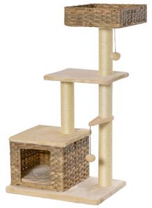 Albero Tiragraffi per Gatti 60x40x109 cm con Cuccia in Corda Beige