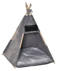 Tenda Cuccia per Gatti e Cani Piccoli 58x58x80 cm in Feltro Peluche Grigio