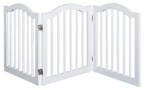 Cancelletto di Sicurezza Pieghevole per Animali Domestici 154,5x1,8x61 cm in Legno Bianco