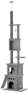 Albero Tiragraffi per Gatti 60x40x225-255 cm con Corde in Sisal Grigio