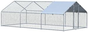 Recinto per Animali Cani Cuccioli Galline 300x600x195 cm in Metallo Galvanizzato Argento