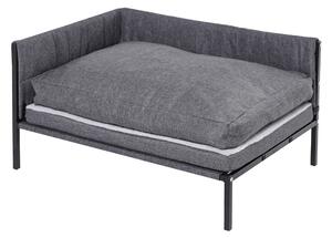 Divano Cuccia per Cani Grandi 93,5x69x48,5 cm in Tessuto Effetto Lino Grigio