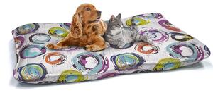 Cuscino Imbottito per Cani e Gatti 60x100 cm in Microfibra Cerchi Astratti