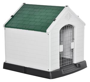 Cuccia per Cani Taglia Piccola 66x73x69 cm con Cancelletto Rimovibile Bianca e Verde