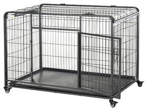 Gabbia per Cani Pieghevole 125x76x81 cm con Ruote in Metallo Grigio