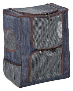 Zaino Trasportino per Cani e Gatti 35x28,5x45 cm in Oxford con Rete Traspirante Blu