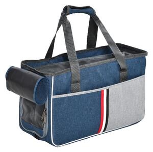 Trasportino per Cani e Gatti 47x20x28 cm in Oxford con Rete Traspirante Blu