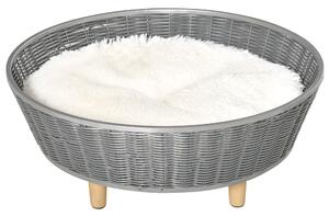 Cuccia per Gatti e Cani Ø60x23,5 cm in Vimini Sintetico Grigio