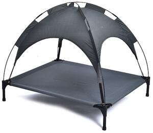 Brandina per Cani 105x85x85 cm con Tettuccio in Metallo e Tessuto Grigio