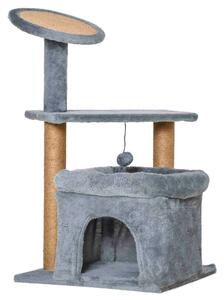 Albero Tiragraffi per Gatti 48x48x84 cm in Corda Juta Rivestimento in Peluche Grigio