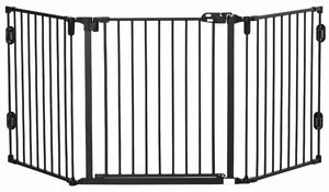 Cancelletto di Sicurezza Pieghevole per Animali Domestici 202,5x2x76 cm in Acciaio Nero