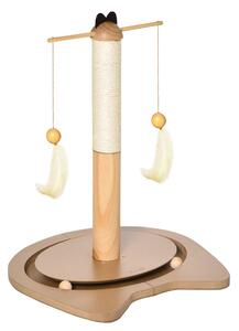 Albero Tiragraffi per Gattini 40x37x51 cm con Piume Palline e Accessori in Legno Marrone e Beige