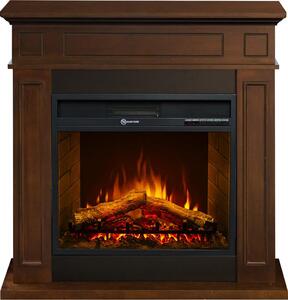 Camino elettrico caminetto da terra JEFFERSON in legno Noce L 89,5 x H90,5 x P28