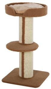 Albero Tiragraffi per Gatti 45x45x91 cm in Corda Sisal Rivestimento Peluche e Pali Marrone