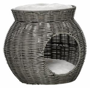 Cuccia per Gatti Ø50x43,5 cm in Rattan Grigio Scuro