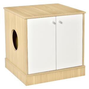 Mobile Lettiera per Gatti 60x55x62,5 cm in Legno Legno e Bianco