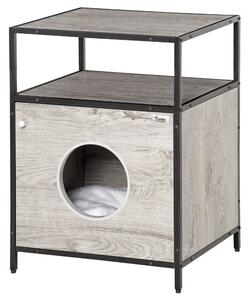 Cuccia per Gatti Mobiletto Multiuso 48x40x65,5 cm con Cuscino Grigio