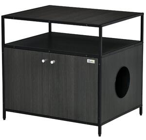 Mobile Lettiera per Gatti 70x55x65,5 cm in Legno e Acciaio Nera