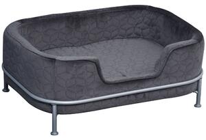 Divano per Cani e Gatti Imbottito 63,5x43x24,5 cm in Velluto con Base in Metallo Grigio Scuro